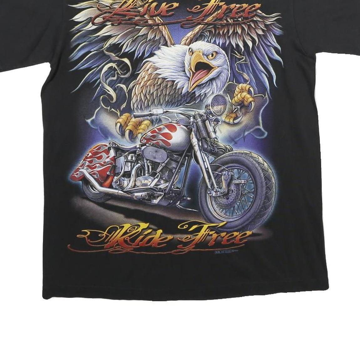 HERO BUFF Mens Black Graphic T-Shirt M Short Sleeve Crew Neck Live Free Ride