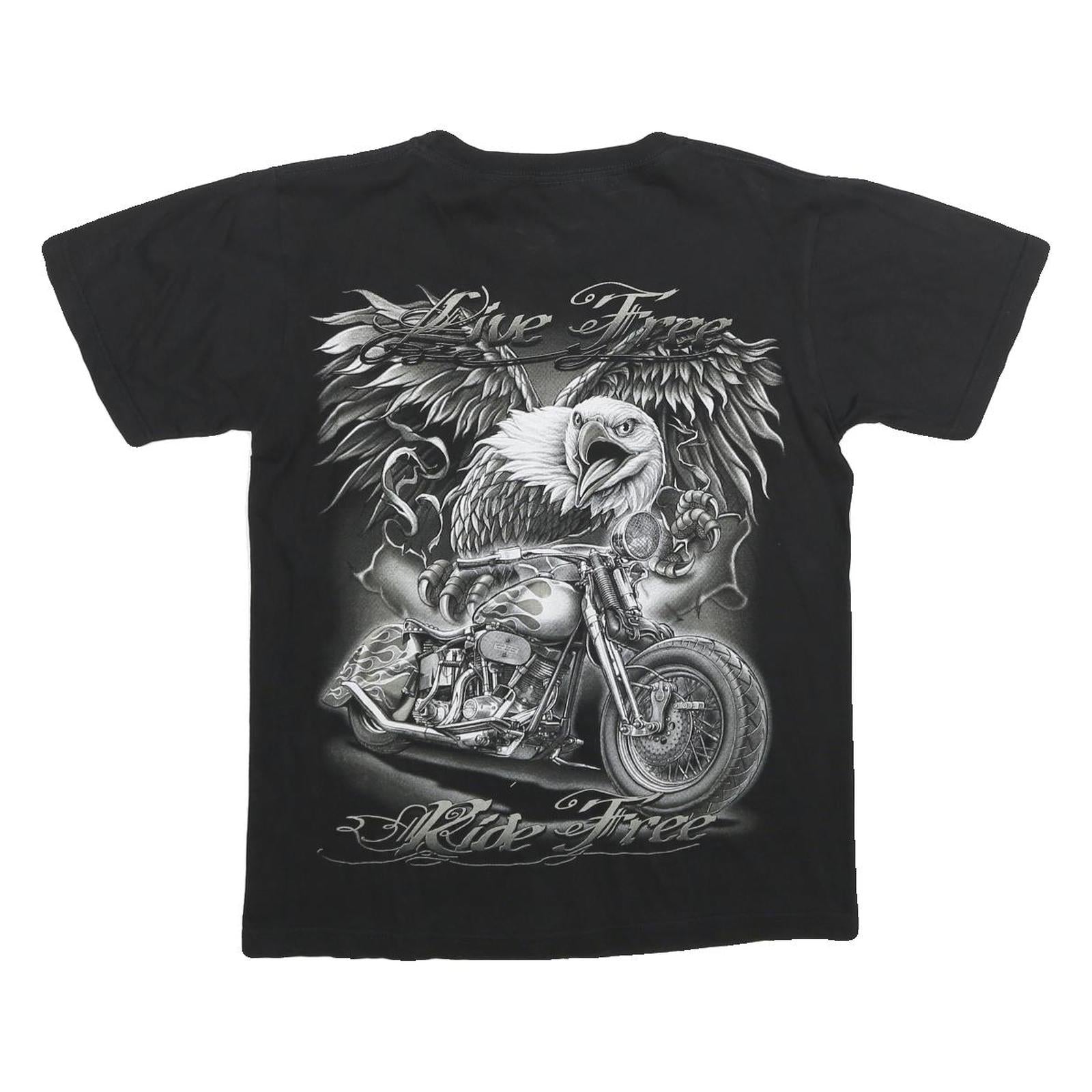 HERO BUFF Mens Black Graphic T-Shirt M Short Sleeve Crew Neck Live Free Ride