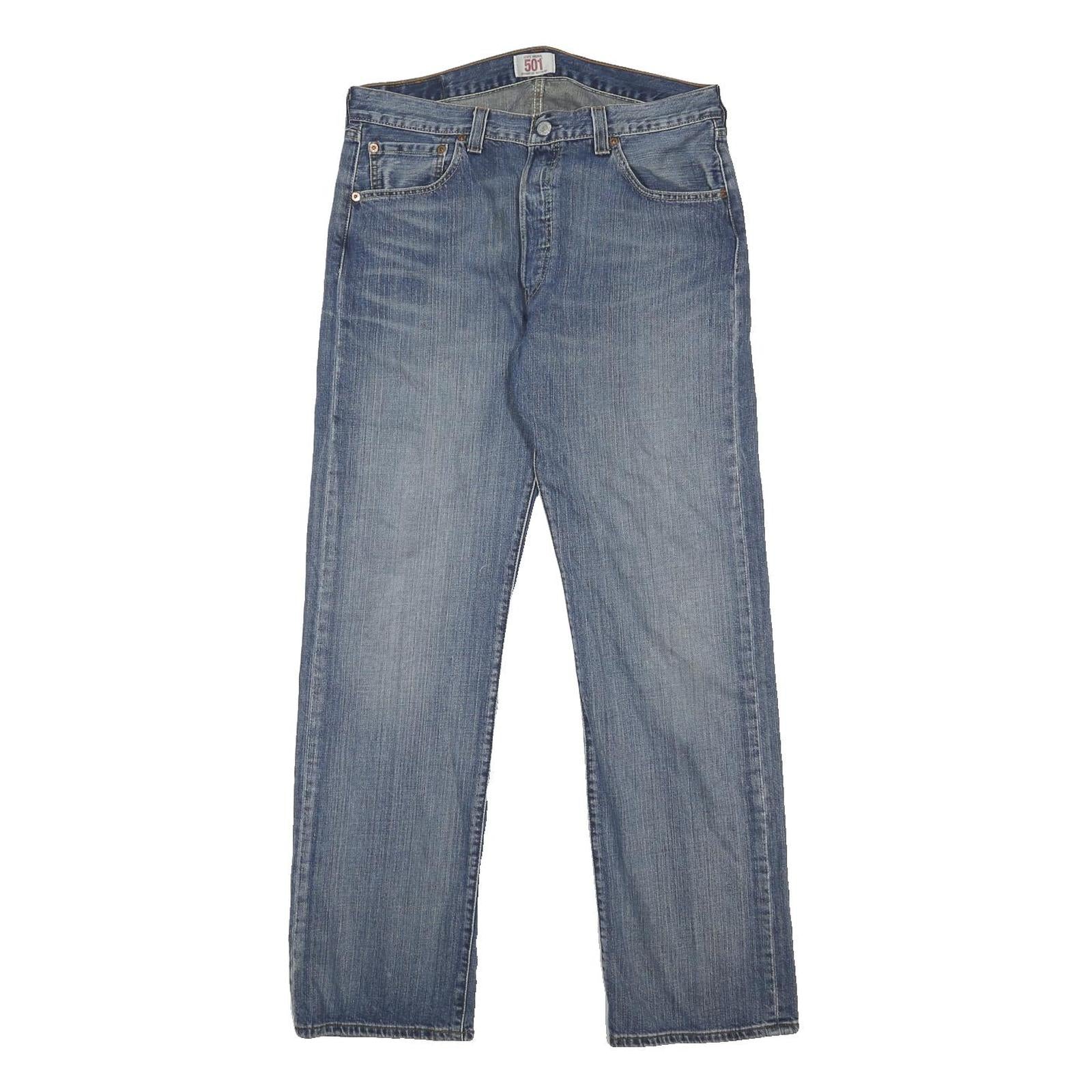 LEVI'S 501 Mens Jeans Blue Regular Straight Denim Medium W31 L32 Classic Button
