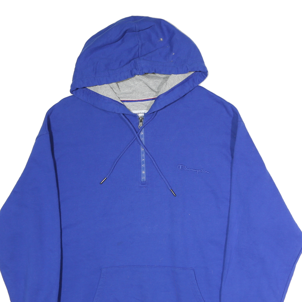 CHAMPION Mens Blue Pullover Hoodie XL Half Zip Sports Casual Sweatshirt