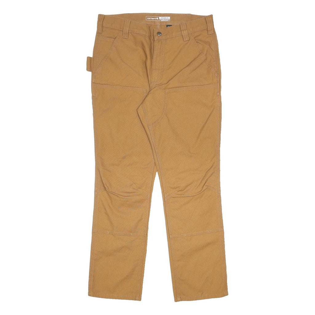 CARHARTT Mens Regular Fit Trousers Beige Cotton Blend W33 L30 Workwear Zip