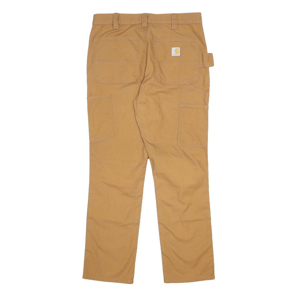 CARHARTT Mens Regular Fit Trousers Beige Cotton Blend W33 L30 Workwear Zip