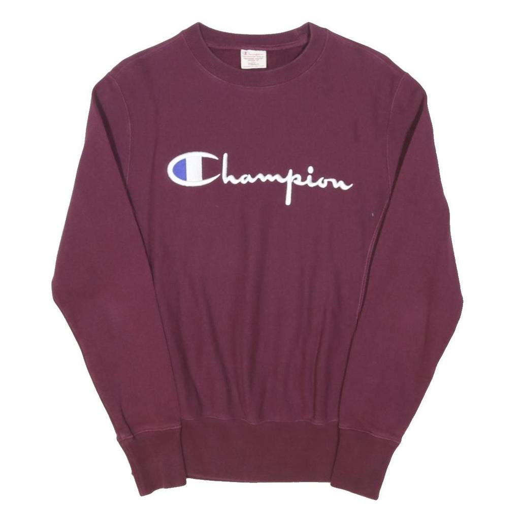CHAMPION REVERSE WEAVE Mens Maroon Crew Neck S Cotton Blend Sweatshirt Pullover
