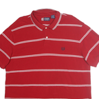 CHAPS Mens Red & White Striped Short Sleeve 2XL Cotton Polo Shirt Casual