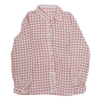 Womens White & Red Checked Shirt M Button Down Long Sleeve Polyester Casual