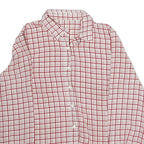 Womens White & Red Checked Shirt M Button Down Long Sleeve Polyester Casual