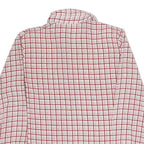 Womens White & Red Checked Shirt M Button Down Long Sleeve Polyester Casual