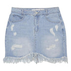 DENIM CO Womens Blue Denim Mini Cotton Blend Distressed Raw Hem Skirt UK 10