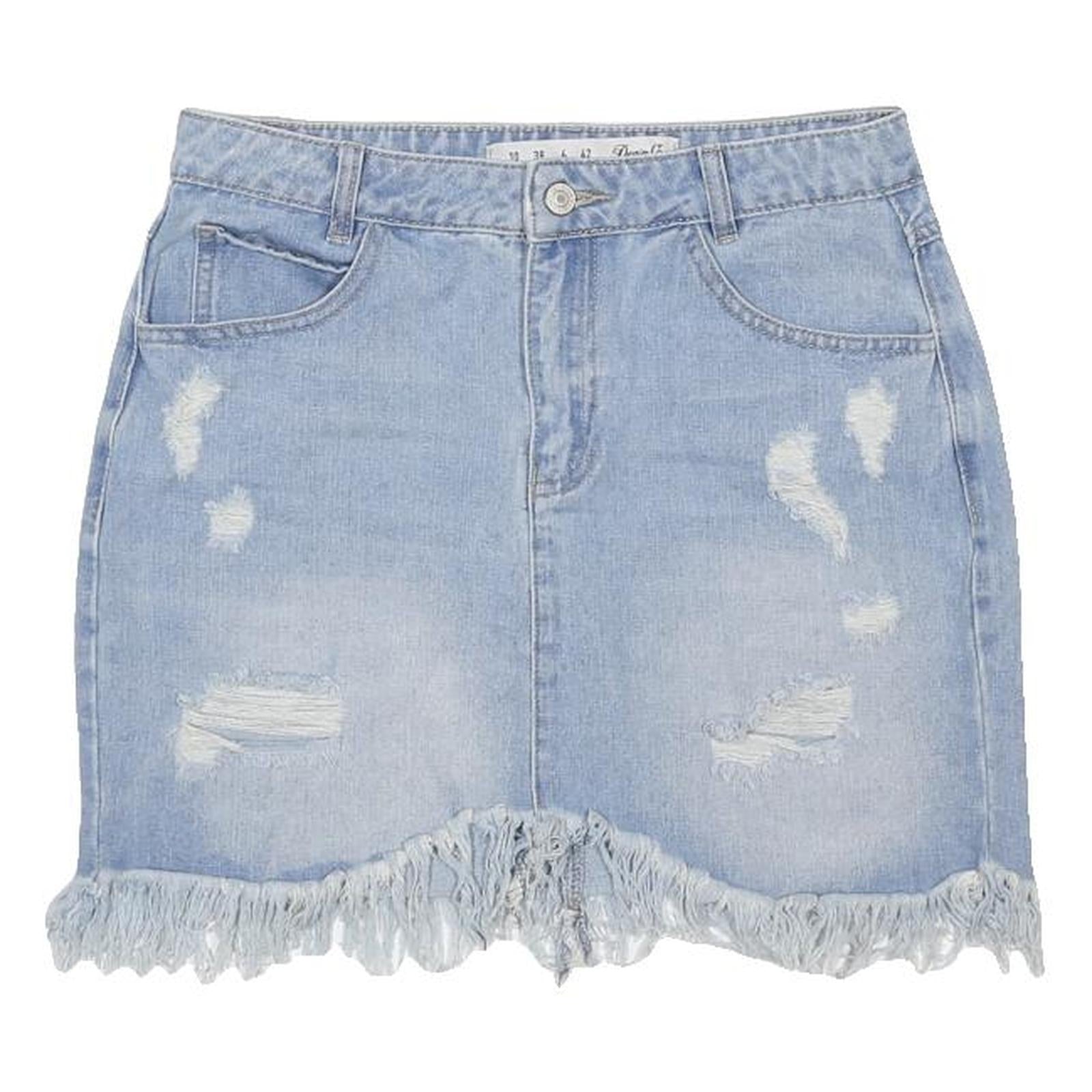 DENIM CO Womens Blue Denim Mini Cotton Blend Distressed Raw Hem Skirt UK 10