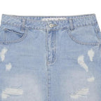 DENIM CO Womens Blue Denim Mini Cotton Blend Distressed Raw Hem Skirt UK 10