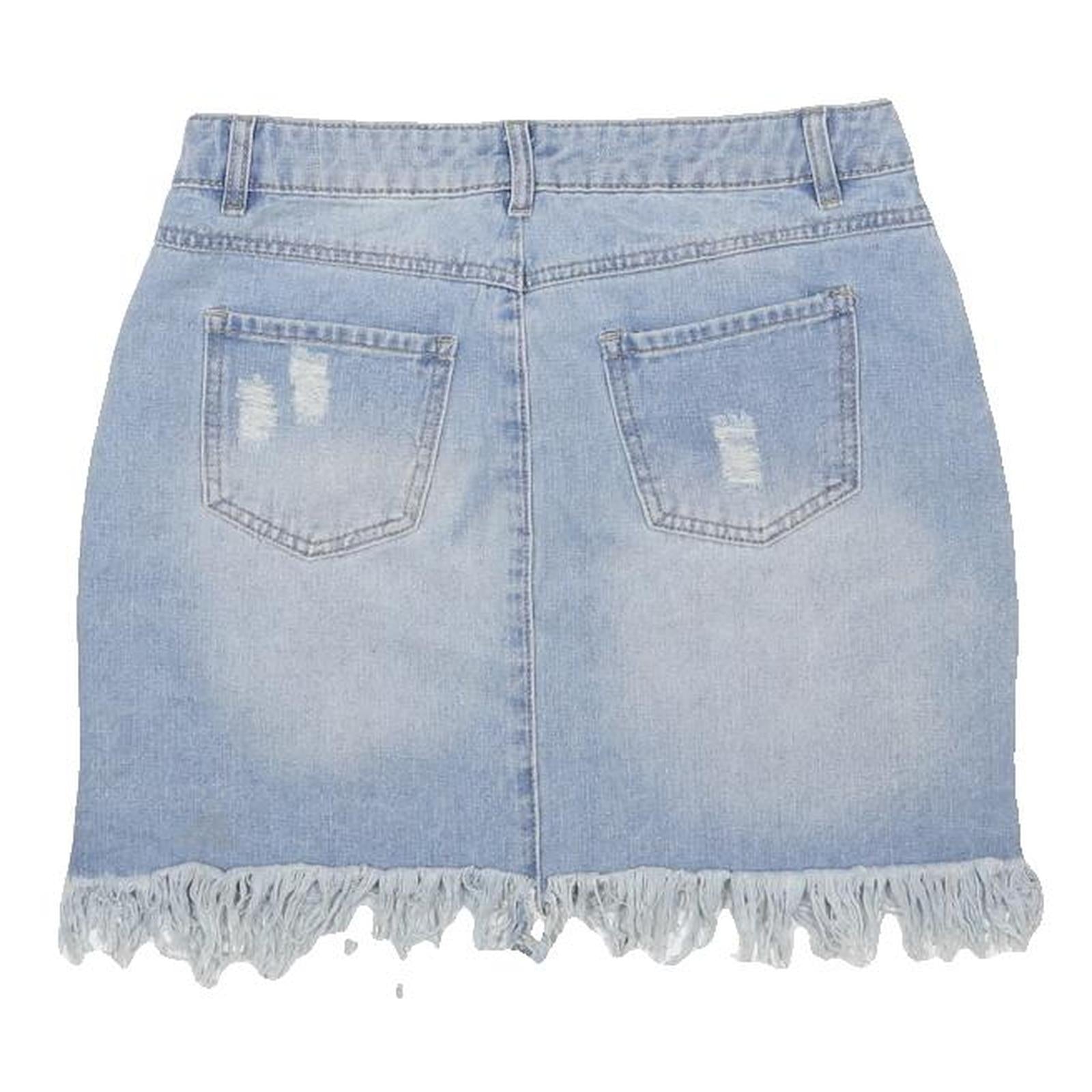 DENIM CO Womens Blue Denim Mini Cotton Blend Distressed Raw Hem Skirt UK 10