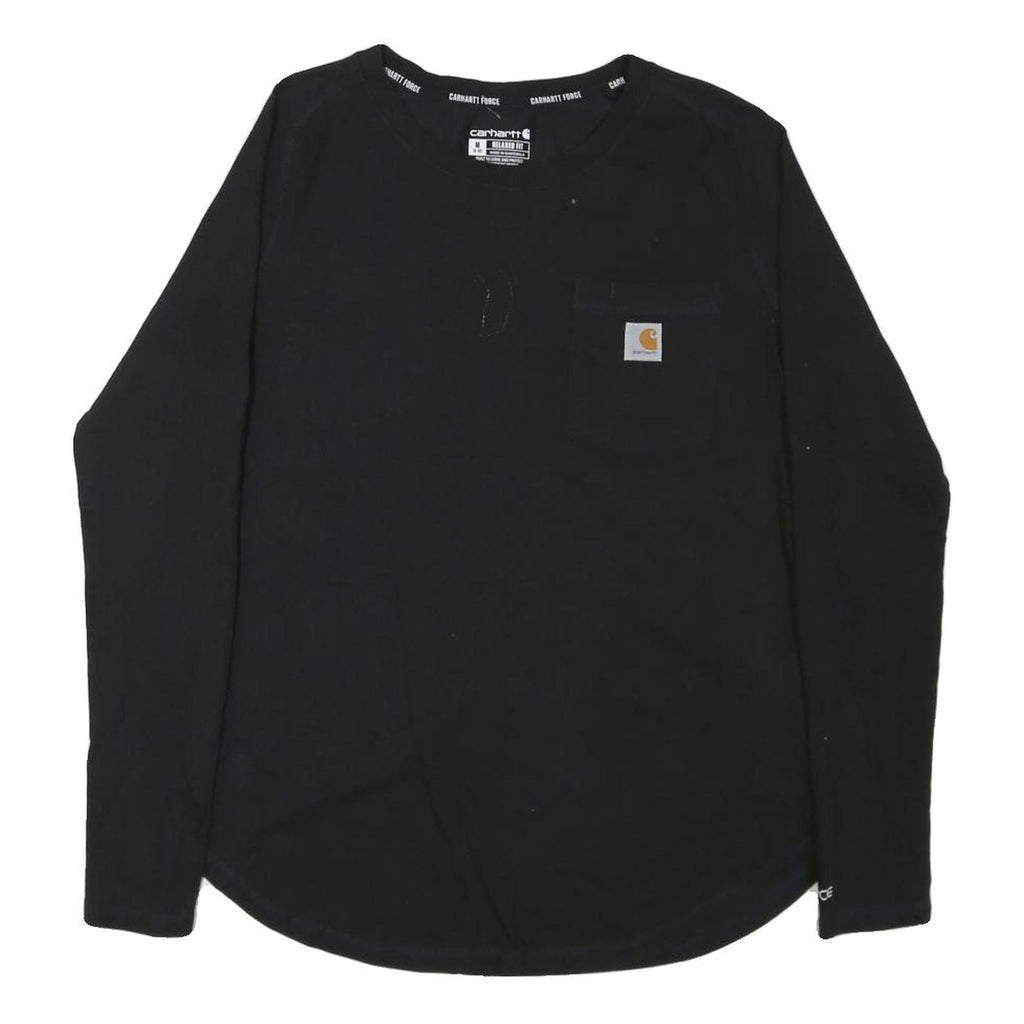 CARHARTT Womens Black Long Sleeve Crew Neck Relaxed Fit M Cotton Blend T-Shirt