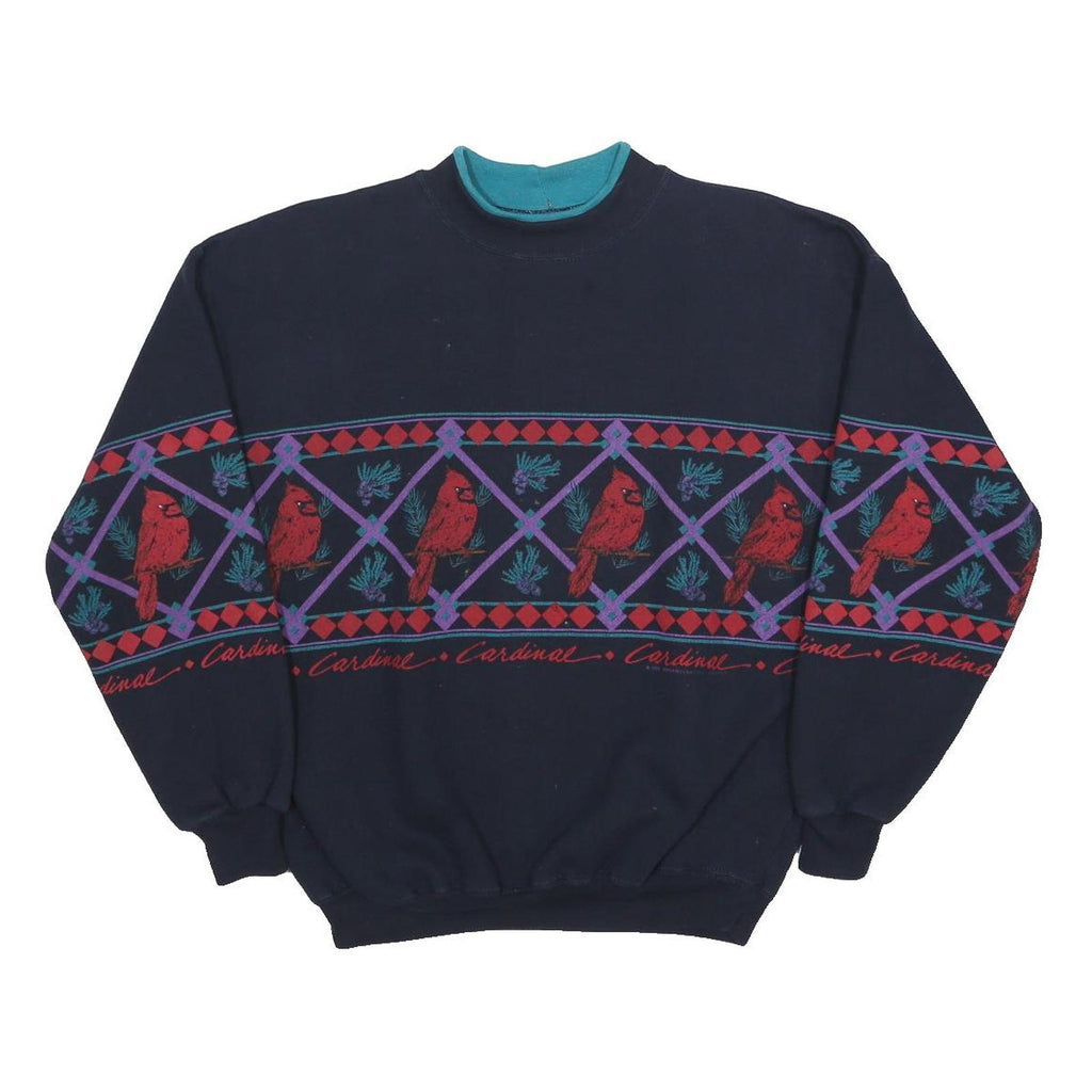 AU SPORTSWEAR Womens Navy Blue Cardinal Bird Crew Neck M Cotton Blend Sweatshirt
