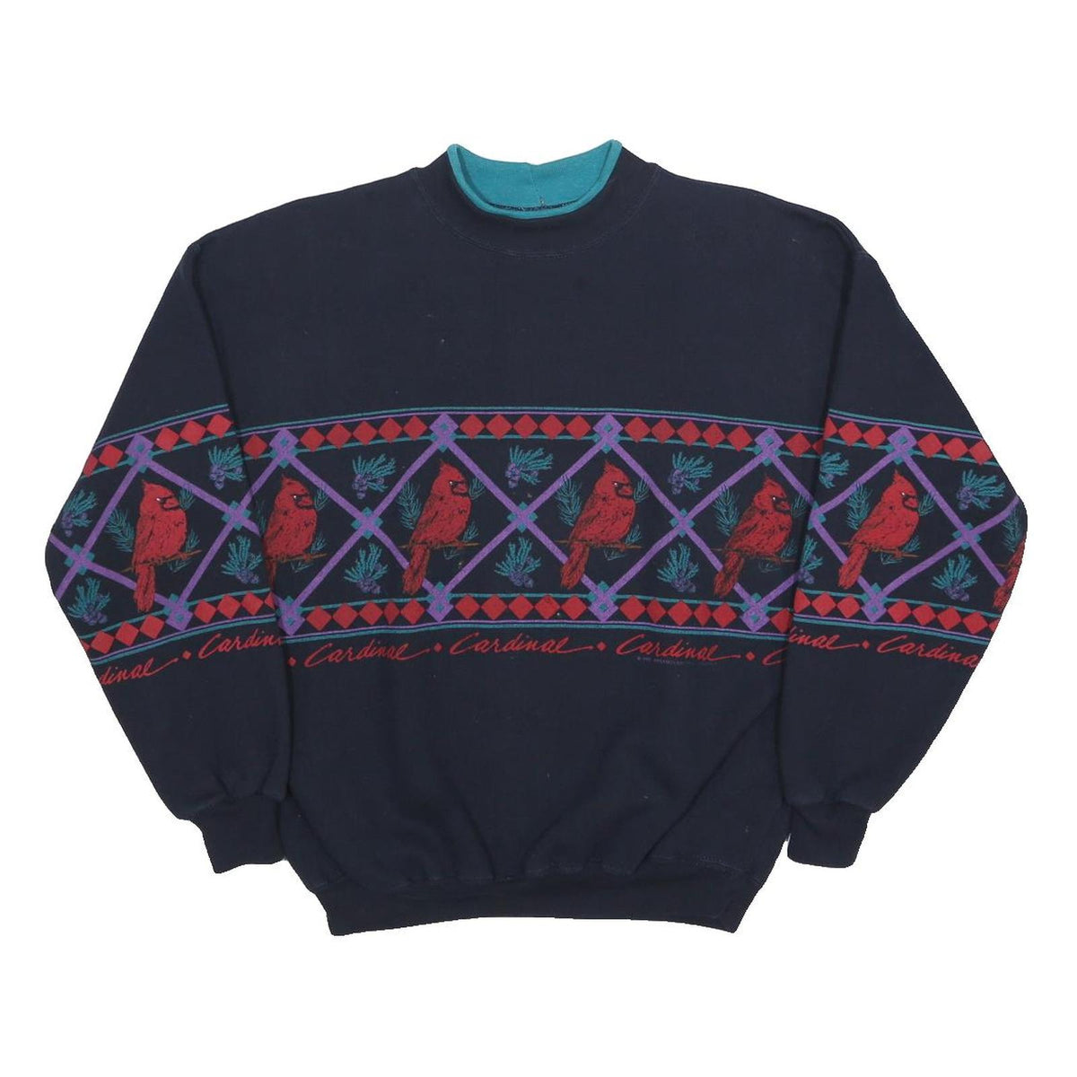 AU SPORTSWEAR Womens Navy Blue Cardinal Bird Crew Neck M Cotton Blend Sweatshirt
