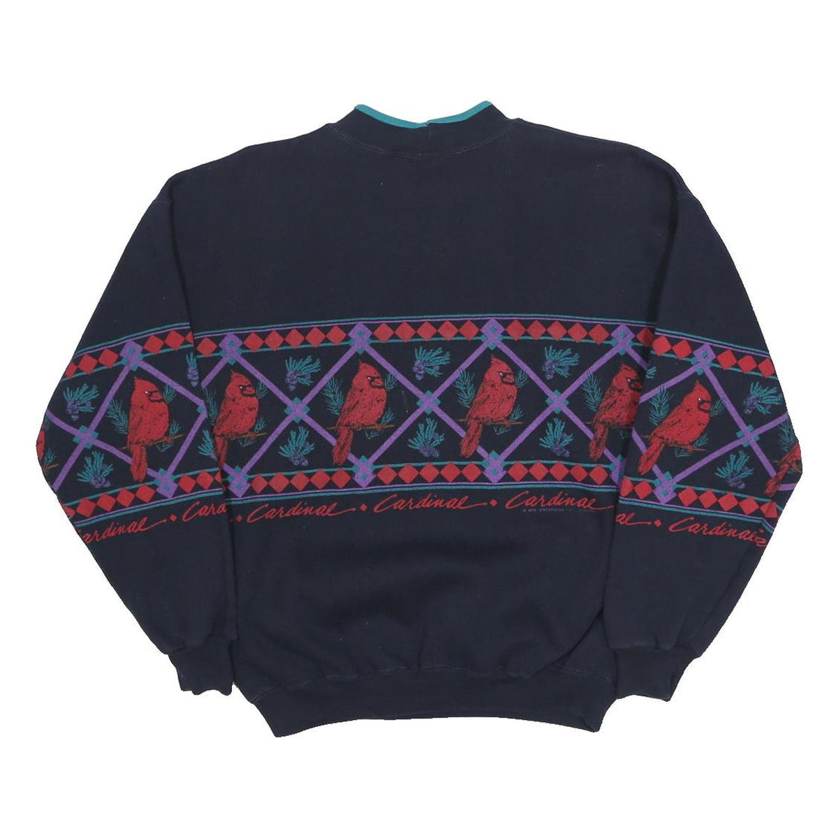 AU SPORTSWEAR Womens Navy Blue Cardinal Bird Crew Neck M Cotton Blend Sweatshirt