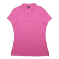 TOMMY HILFIGER Womens Pink Short Sleeve Plain Polo Shirt L Classic Fit