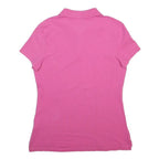 TOMMY HILFIGER Womens Pink Short Sleeve Plain Polo Shirt L Classic Fit
