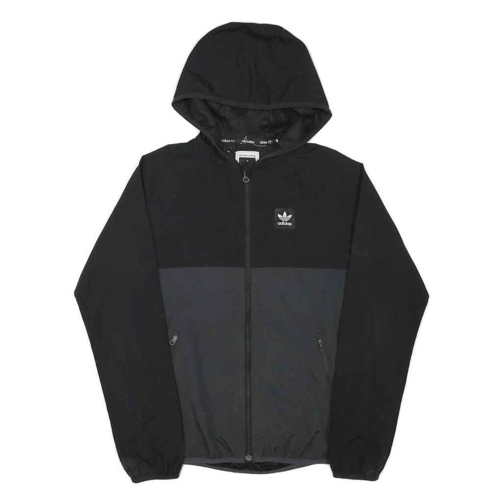 ADIDAS Mens Black & Grey Zip Jacket XS Polyester Blend Plain Hooded