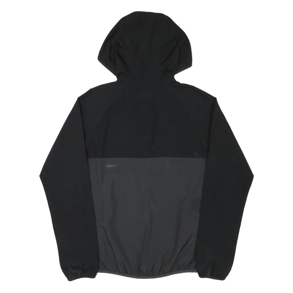 ADIDAS Mens Black & Grey Zip Jacket XS Polyester Blend Plain Hooded