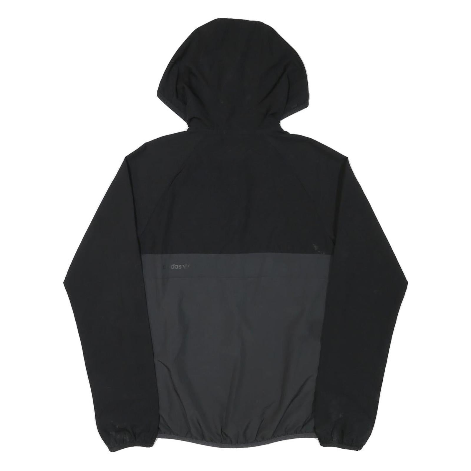 ADIDAS Mens Black & Grey Zip Jacket XS Polyester Blend Plain Hooded