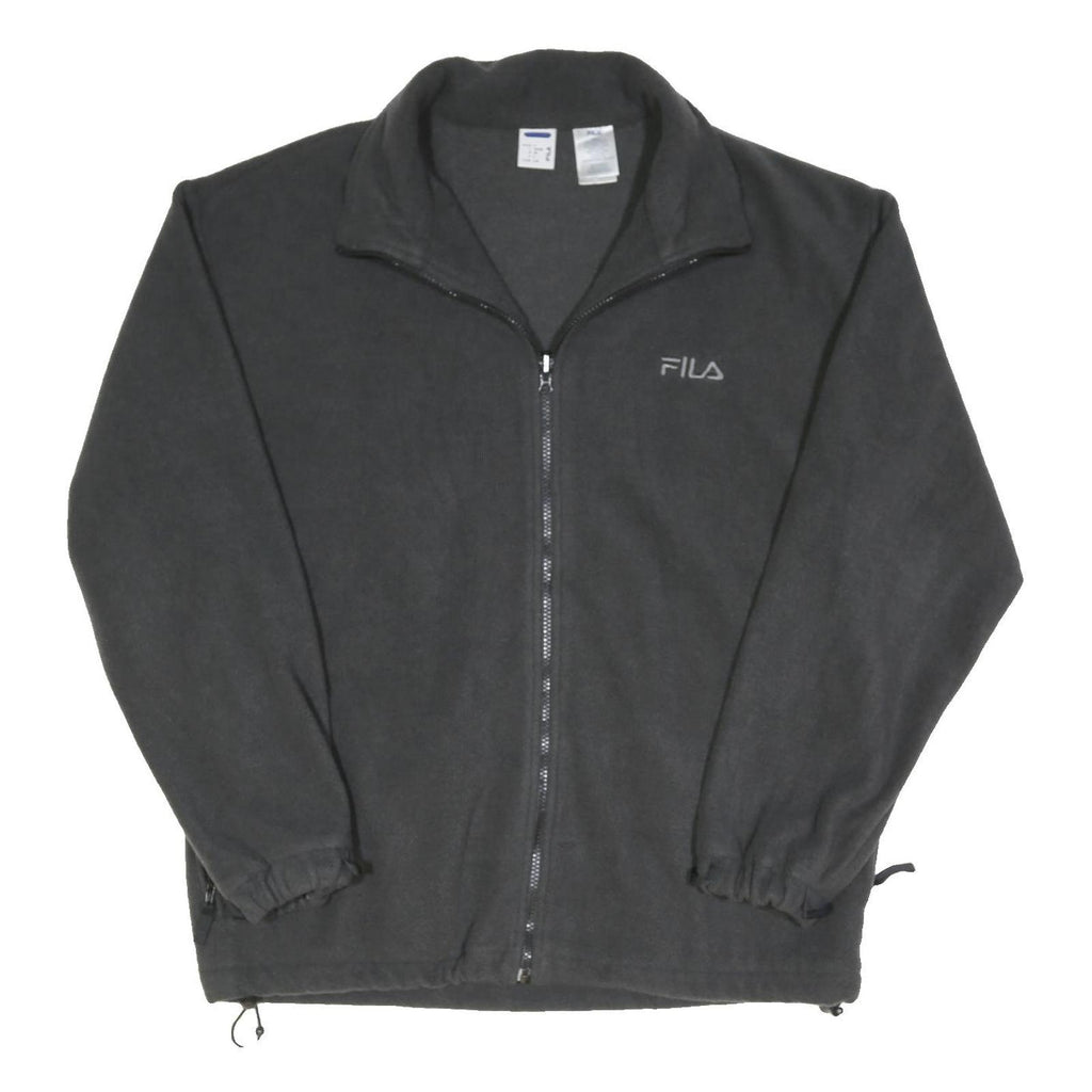 FILA Mens Black Zip Jacket L Polyester Plain Casual Sportswear Outerwear