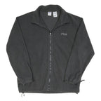 FILA Mens Black Zip Jacket L Polyester Plain Casual Sportswear Outerwear