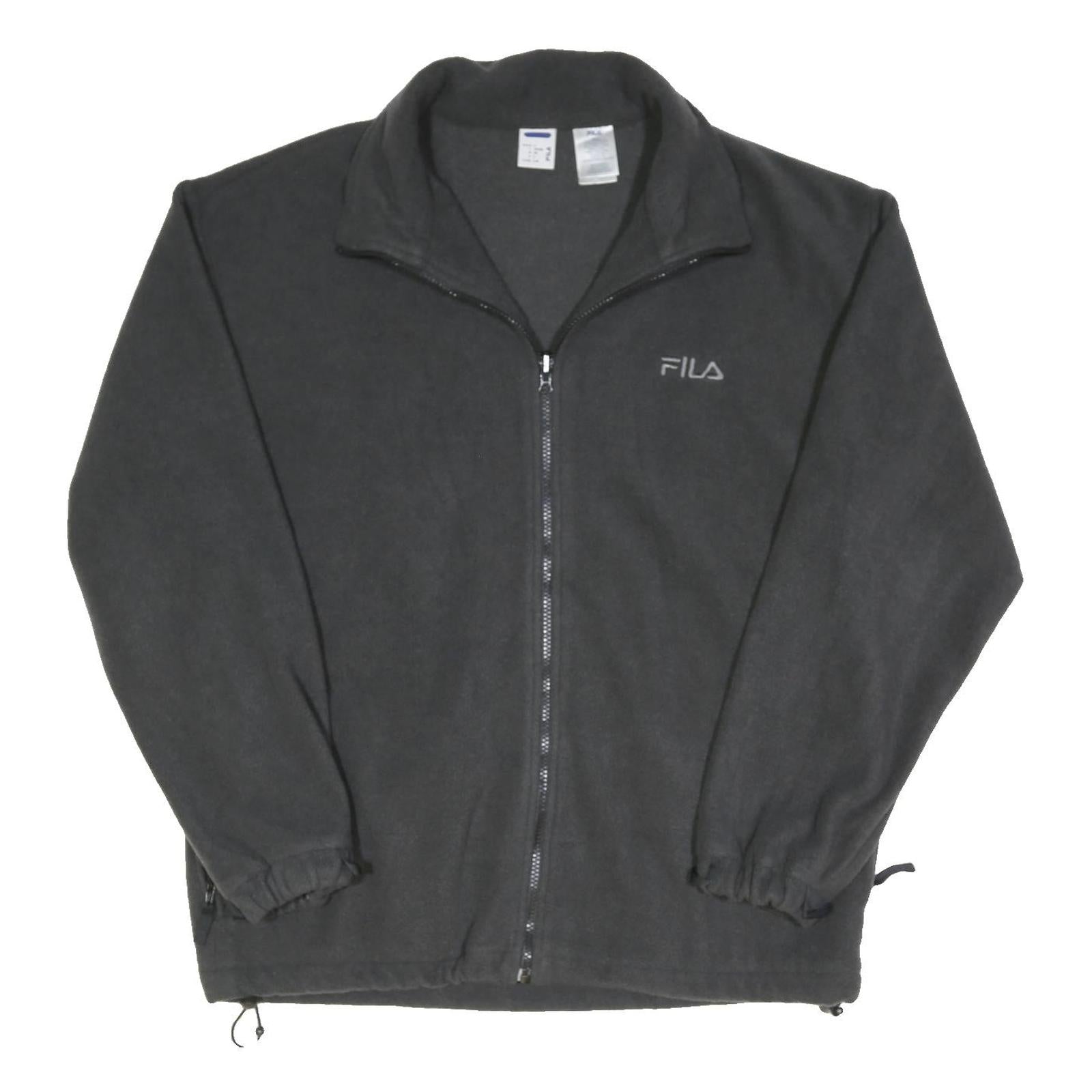 FILA Mens Black Zip Jacket L Polyester Plain Casual Sportswear Outerwear