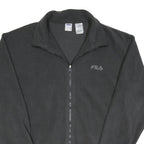 FILA Mens Black Zip Jacket L Polyester Plain Casual Sportswear Outerwear