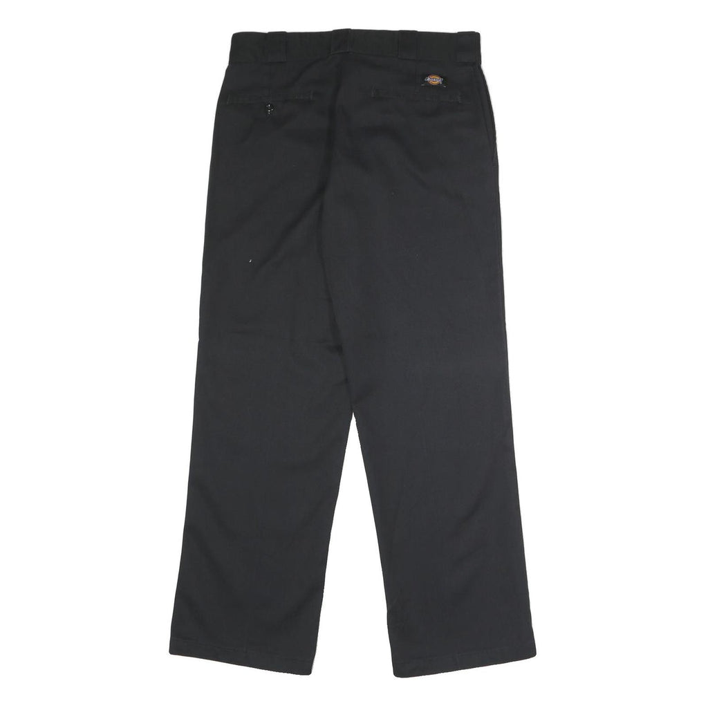 DICKIES Mens Polyester Blend Black Classic Straight Trousers W32 L30 Workwear