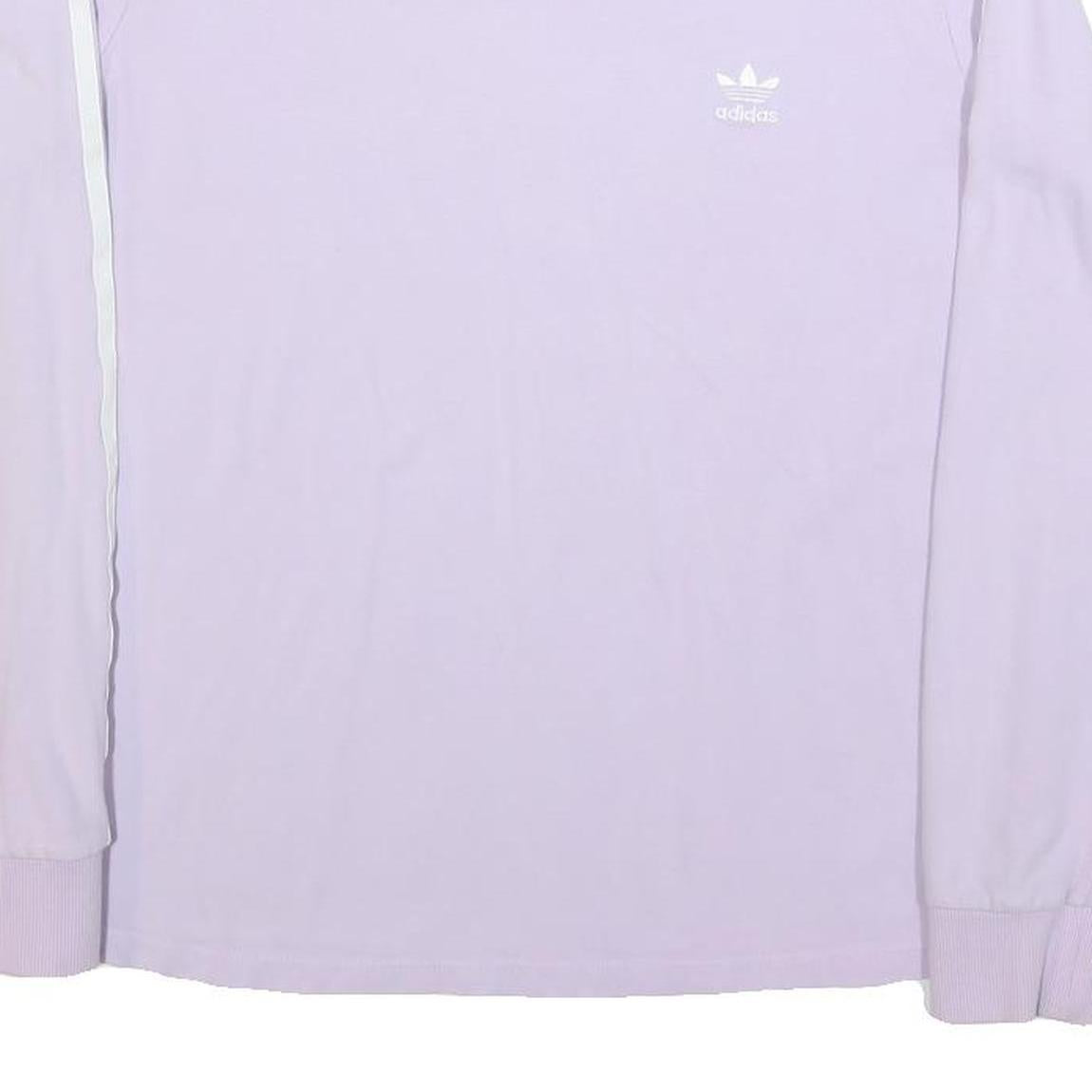 ADIDAS Womens Purple & White Long Sleeve Crew Neck T-Shirt UK 18 Casual Cotton