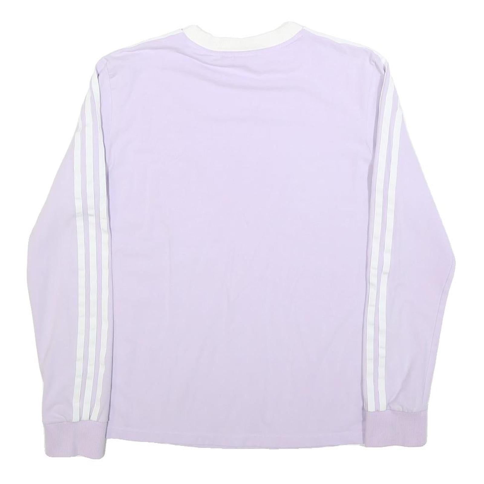 ADIDAS Womens Purple & White Long Sleeve Crew Neck T-Shirt UK 18 Casual Cotton