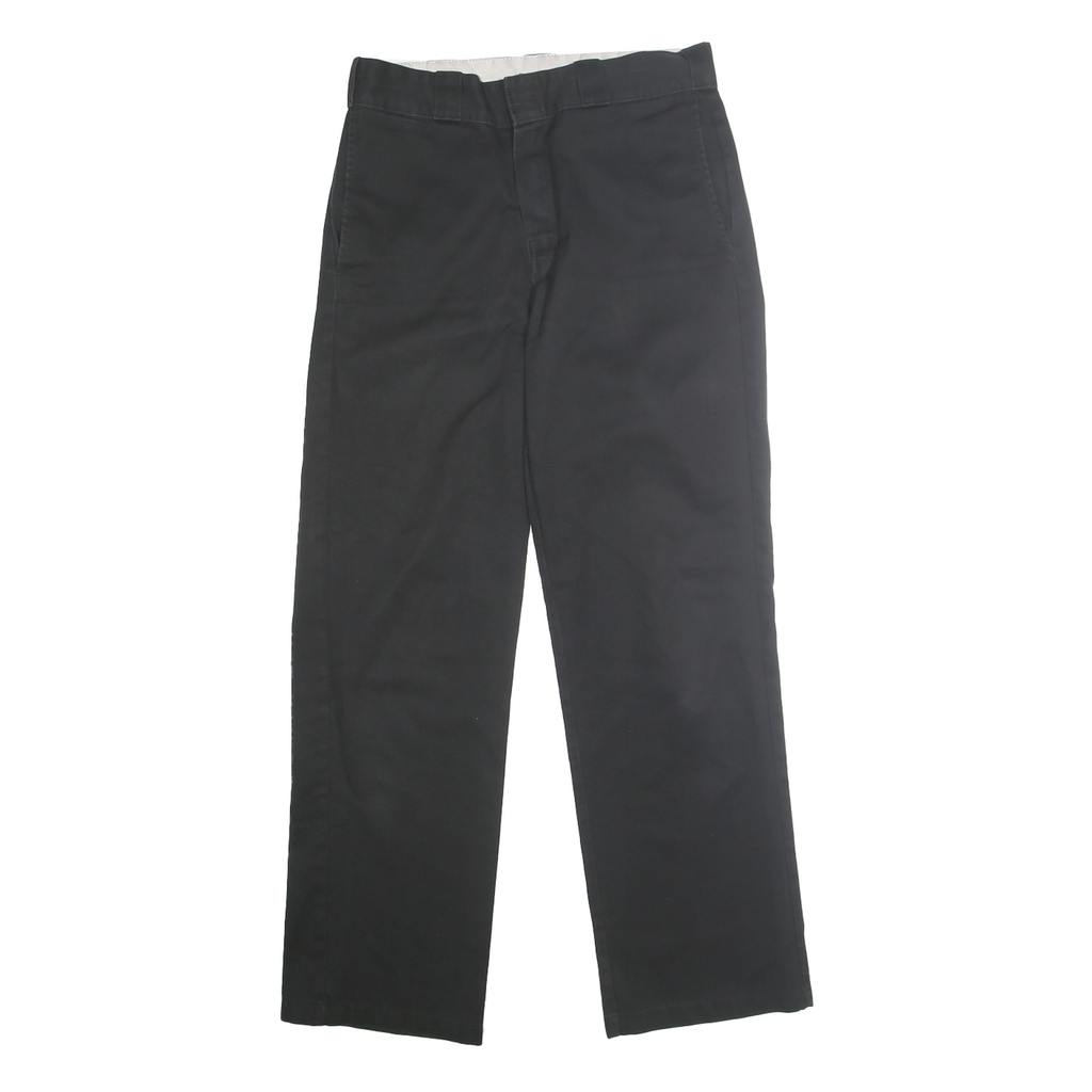 DICKIES Mens Classic Black Polyester Blend Trousers W31 L31 Zip Closure
