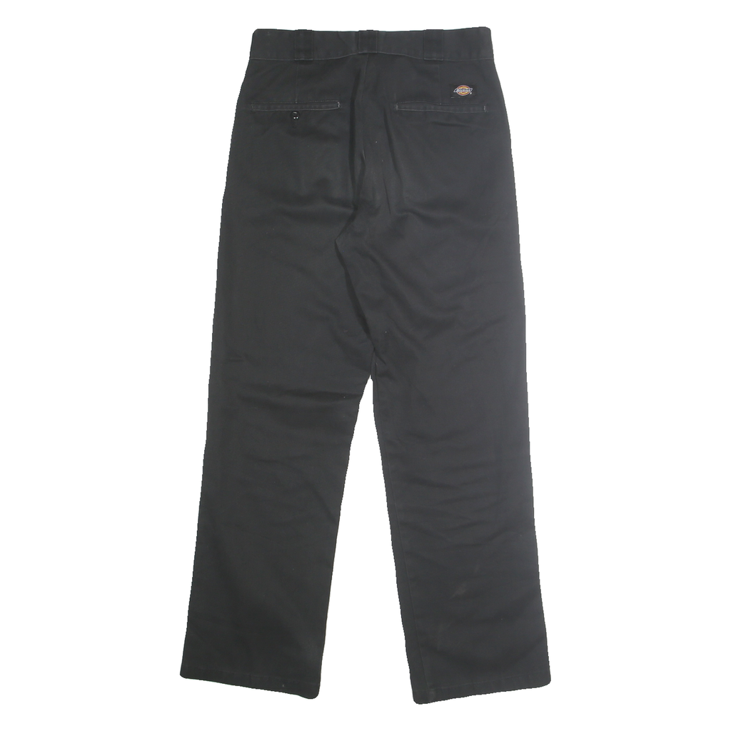 DICKIES Mens Classic Black Polyester Blend Trousers W31 L31 Zip Closure