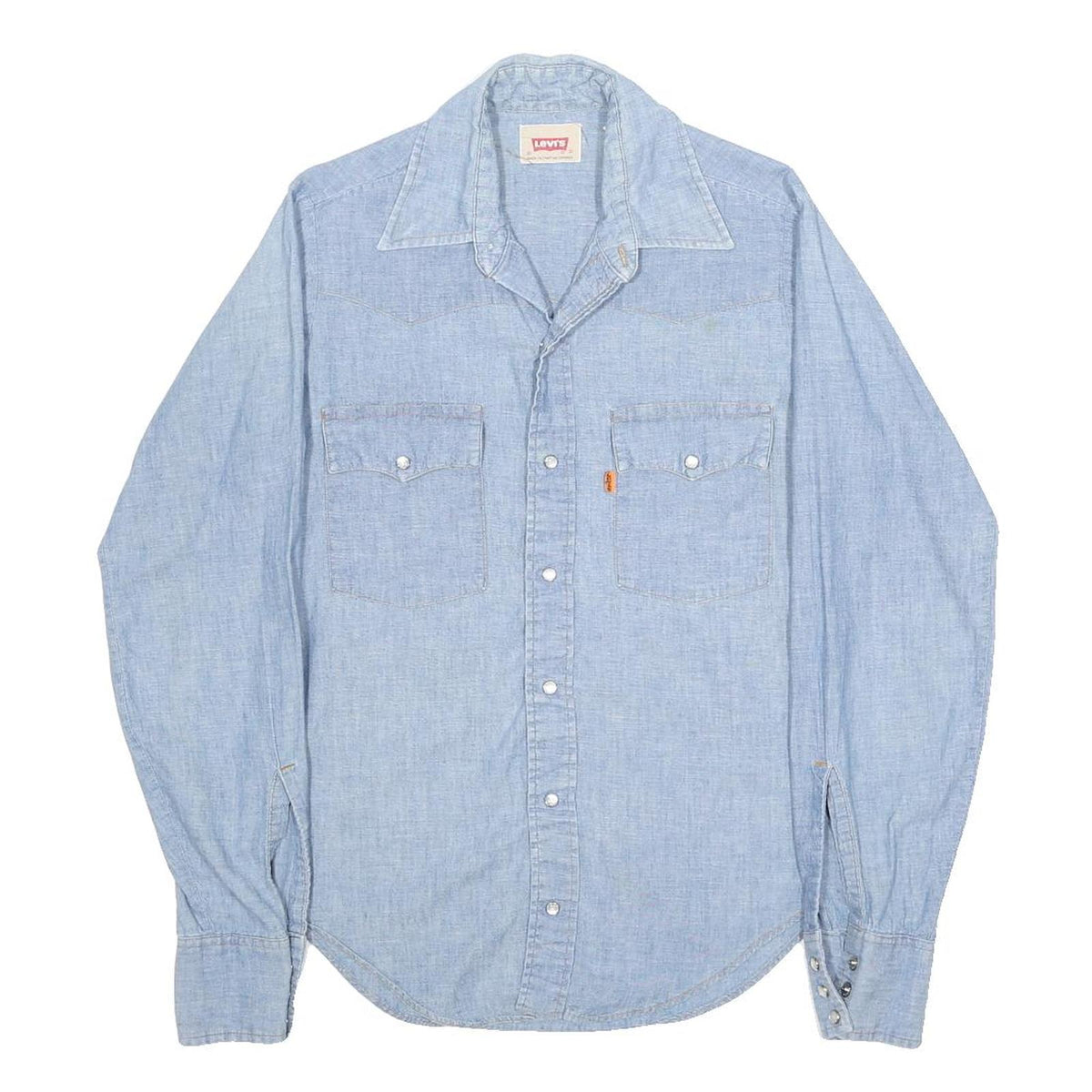 LEVI'S Womens Blue Cotton Denim Shirt S Casual Button-Up Long Sleeve Western