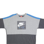 NIKE Mens Grey & Blue Cotton Blend Crew Neck XL Sweatshirt Logo Print