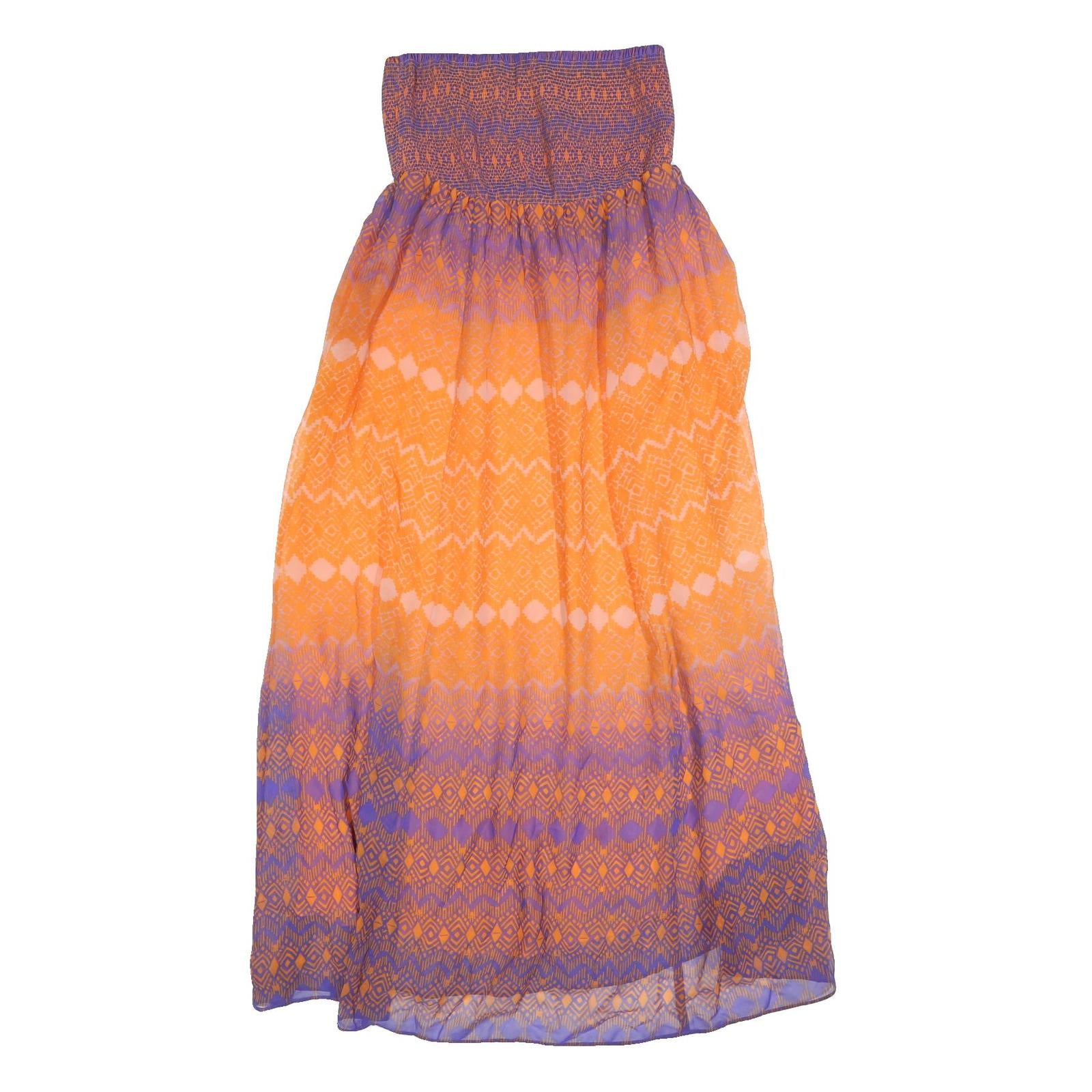 MONSOON Womens Orange & Purple Day Dress Polyester Printed Sleeveless Midi Size