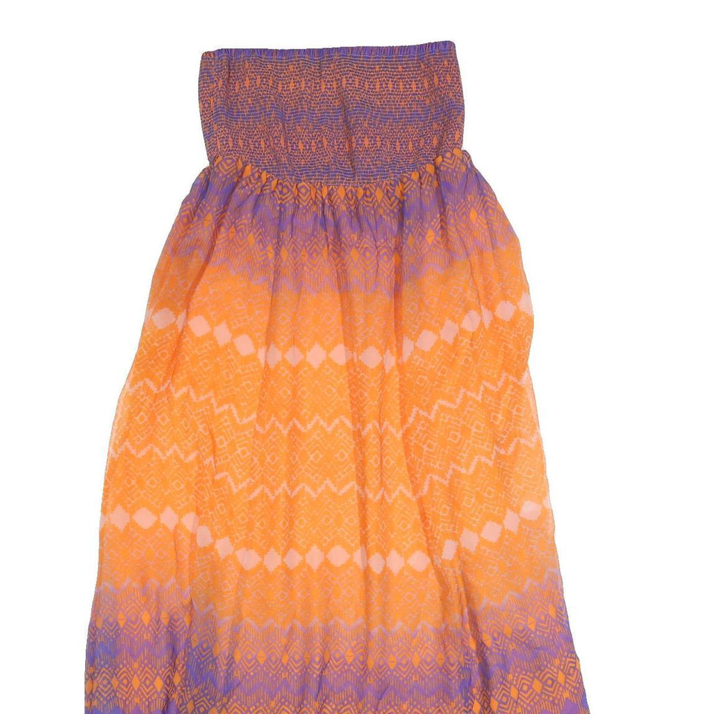 MONSOON Womens Orange & Purple Day Dress Polyester Printed Sleeveless Midi Size