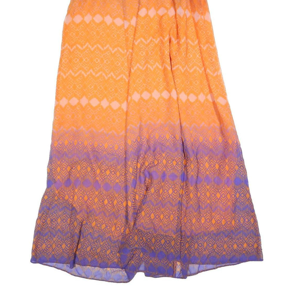 MONSOON Womens Orange & Purple Day Dress Polyester Printed Sleeveless Midi Size