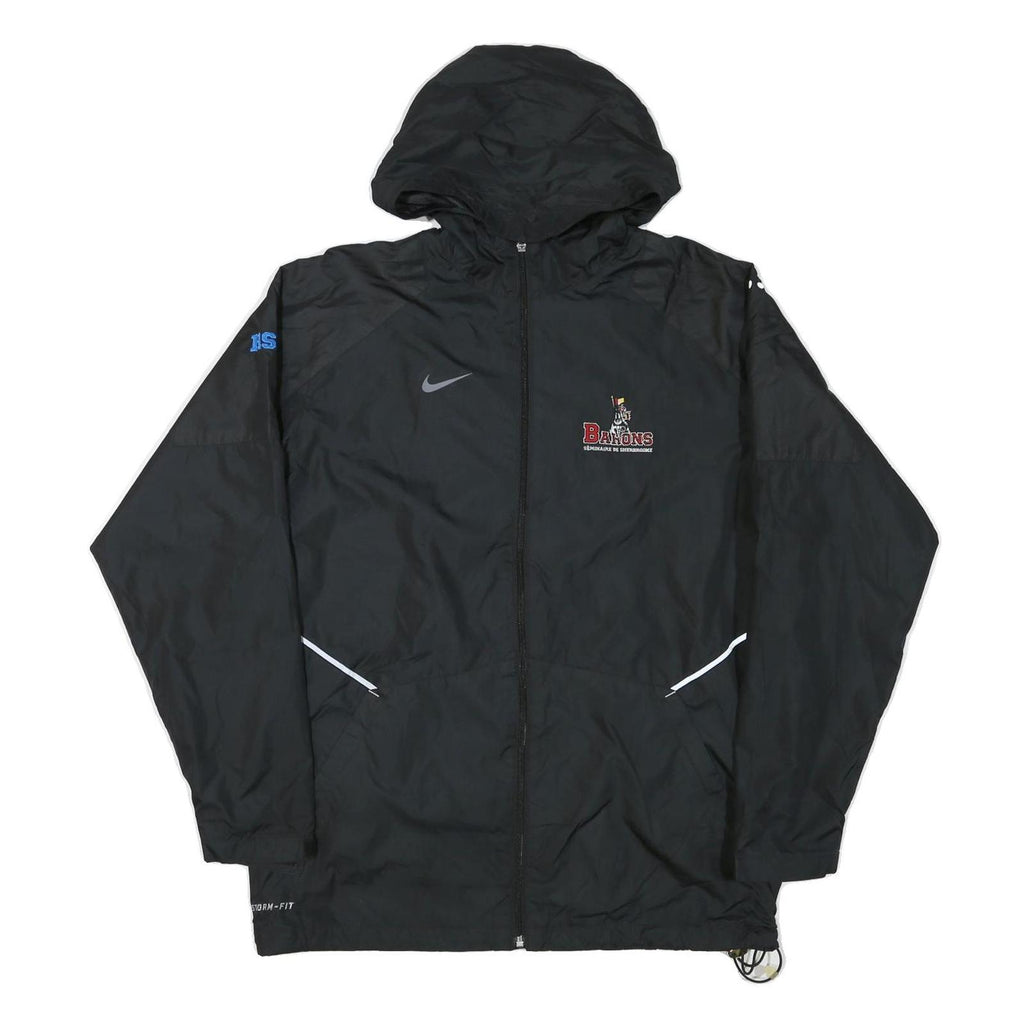 NIKE Mens Black Barons Track Jacket M Polyester Blend Zip Hooded Plain Sport