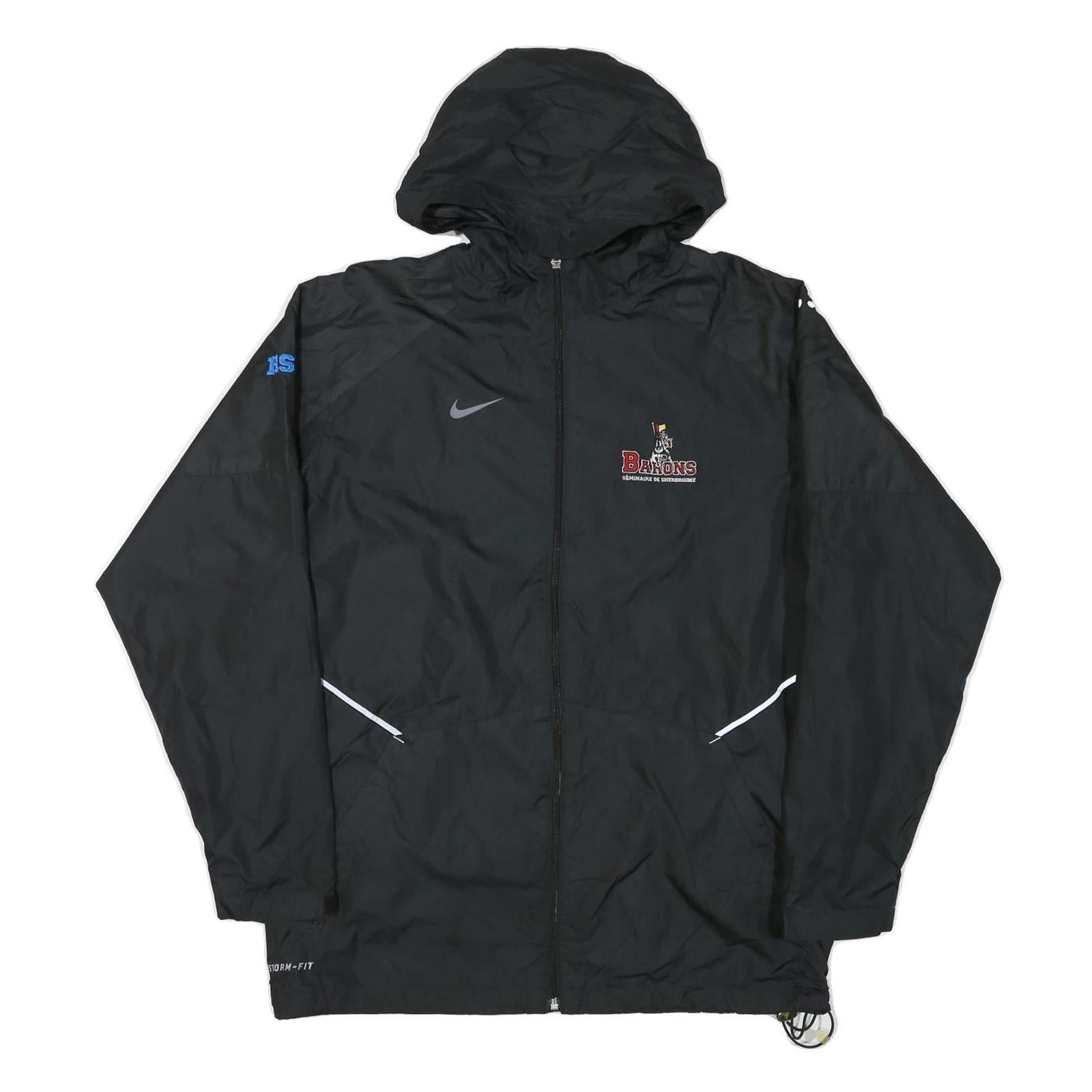 NIKE Mens Black Barons Track Jacket M Polyester Blend Zip Hooded Plain Sport