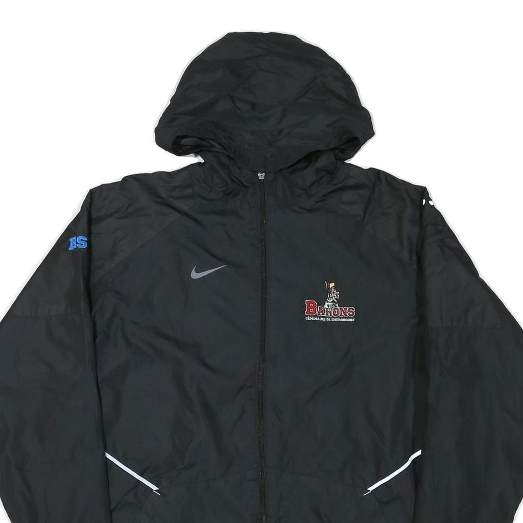 NIKE Mens Black Barons Track Jacket M Polyester Blend Zip Hooded Plain Sport