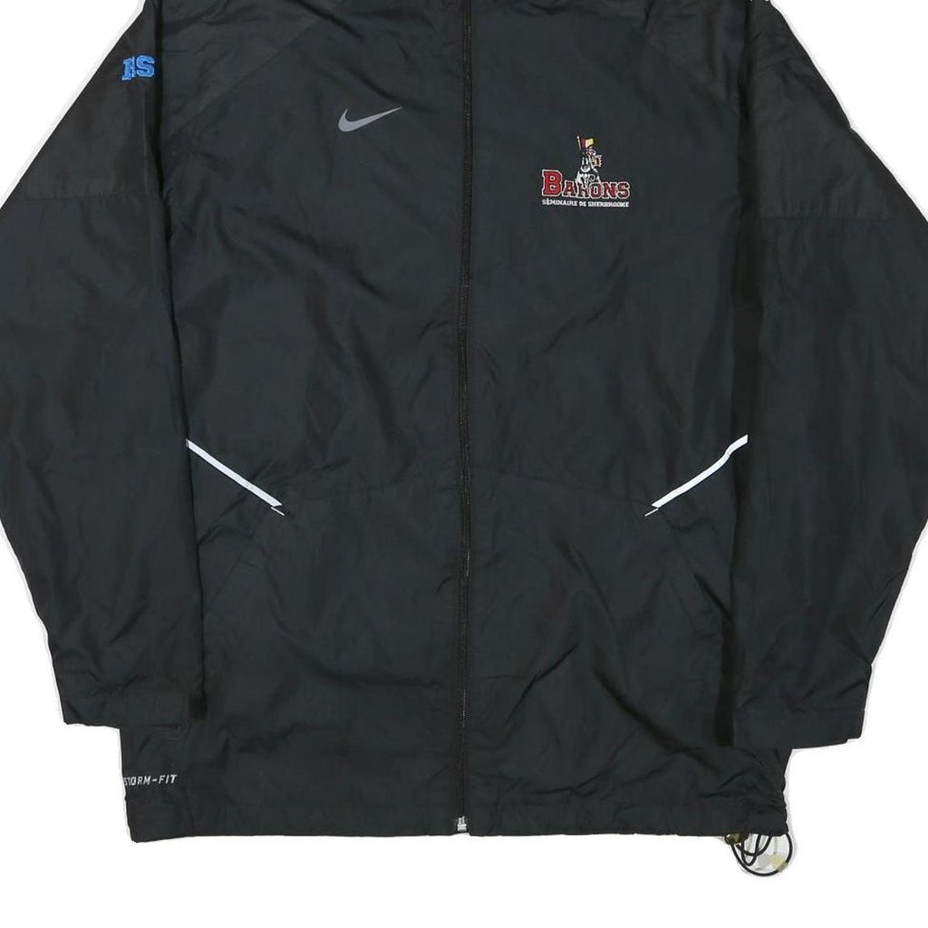 NIKE Mens Black Barons Track Jacket M Polyester Blend Zip Hooded Plain Sport
