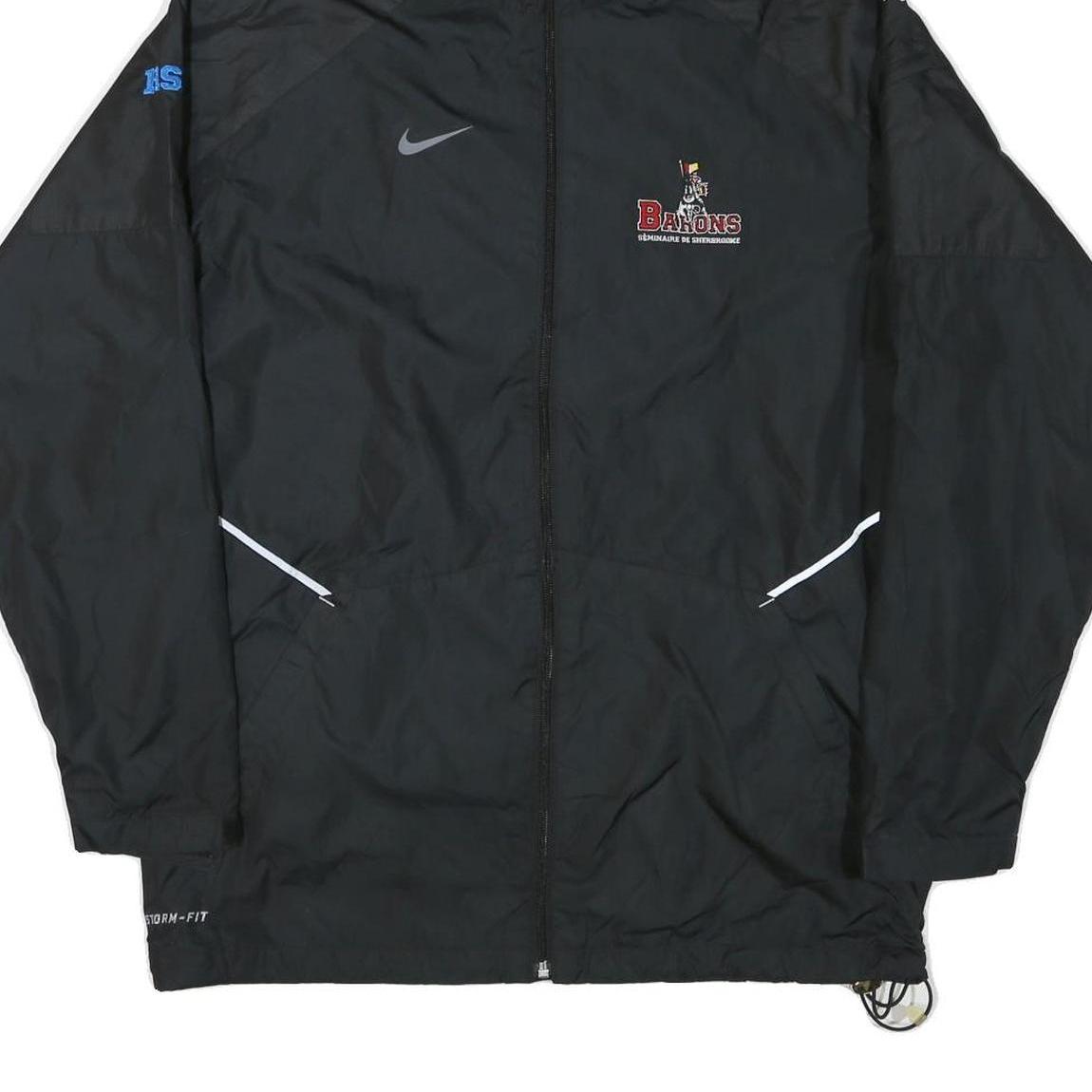 NIKE Mens Black Barons Track Jacket M Polyester Blend Zip Hooded Plain Sport