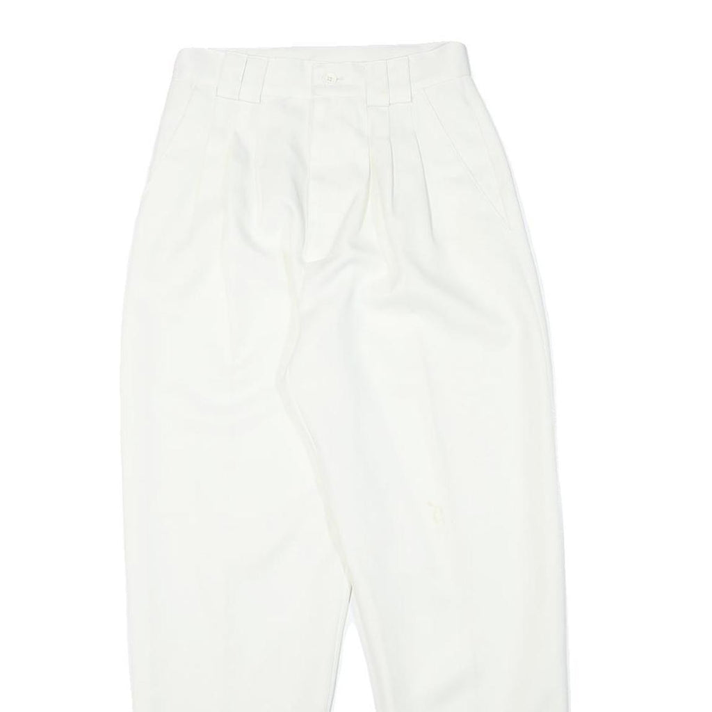 IMIGARIO Womens White Relaxed Trousers W24 L26 Polyester Blend Zip