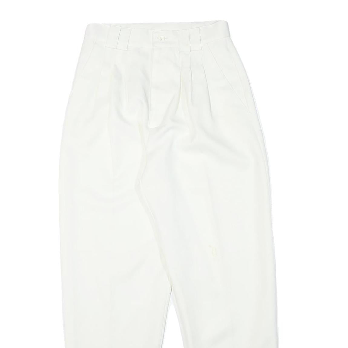 IMIGARIO Womens White Relaxed Trousers W24 L26 Polyester Blend Zip