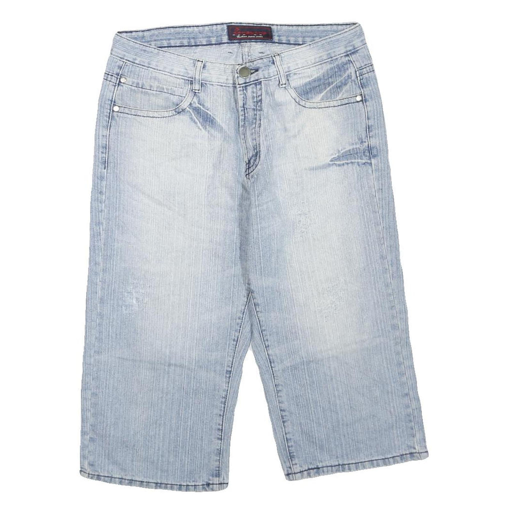 Mens Light Blue Denim Cotton Blend Casual Shorts M W32 Comfortable Fit