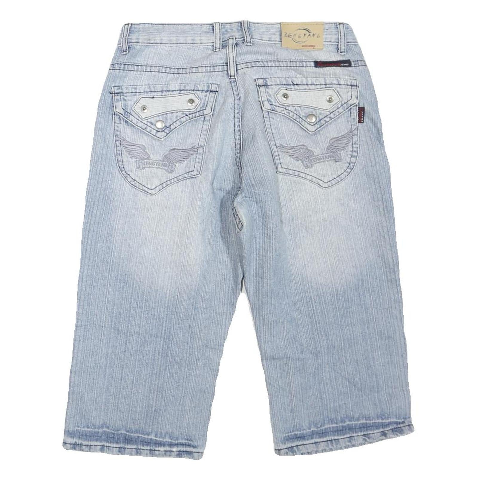 Mens Light Blue Denim Cotton Blend Casual Shorts M W32 Comfortable Fit