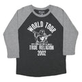 TRUE RELIGION Womens Grey & Black World Tour Graphic 3/4 Sleeve Crew Neck S