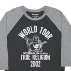 TRUE RELIGION Womens Grey & Black World Tour Graphic 3/4 Sleeve Crew Neck S
