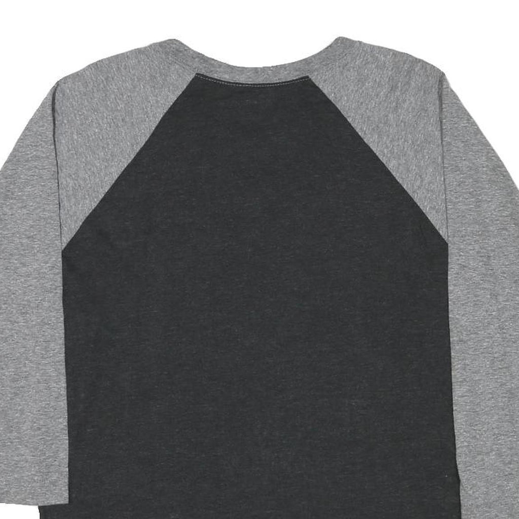 TRUE RELIGION Womens Grey & Black World Tour Graphic 3/4 Sleeve Crew Neck S